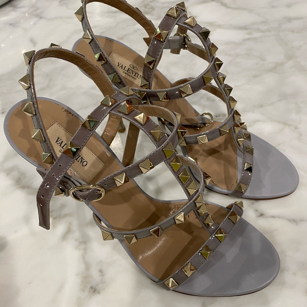 Valentino gray rockstud caged heels